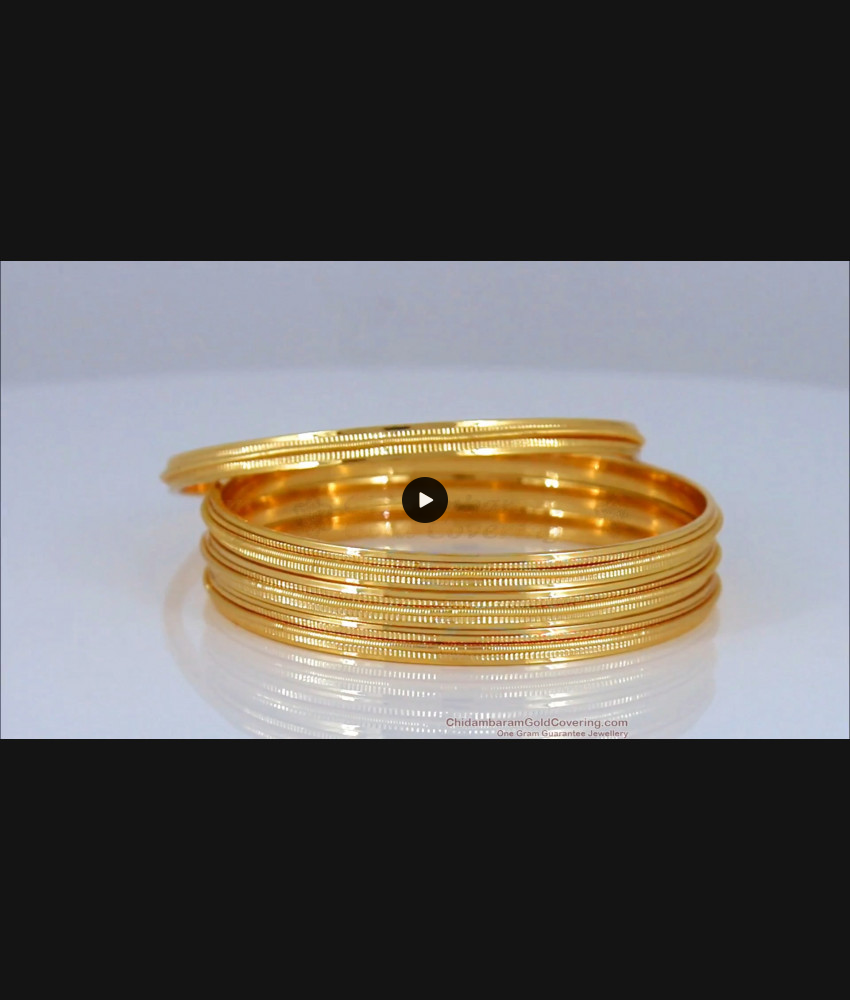 BR1635-2.8 Simple One Gram Gold Bangles Set Of Four Daily Wear Collection