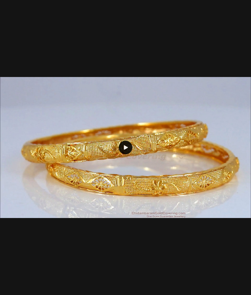 BR1671-210 Trendy One Gram Gold Bangles From Chidambaram Gold Covering