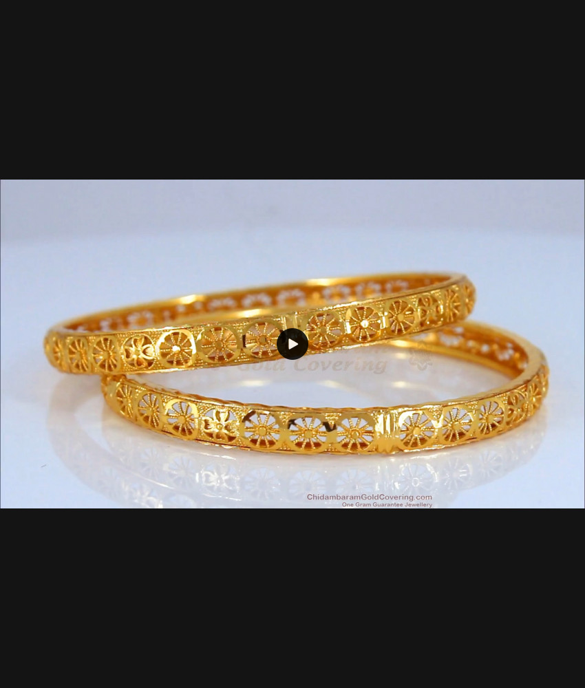 BR1672-2.6 New Collection 1 Gram Gold Bangles From Chidambaram Gold Covering