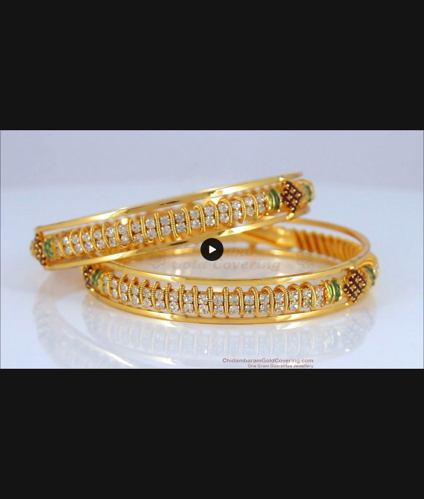 BR1693-2.6 AD Multi Stone Gold Bangles For Function Wear