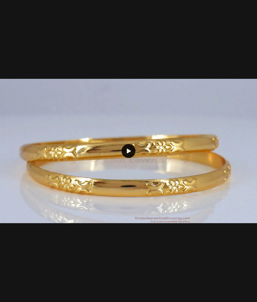 BR1720-2.4 Flower Design Impon Gold Bangle Design Daily Wear