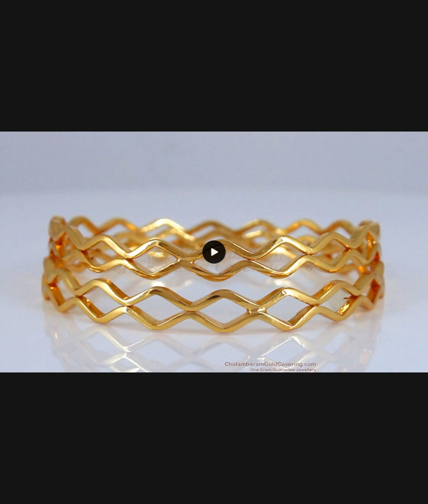 BR1727-2.4 Real Gold Zig Zag Pattern Impon Bangles For Daily Wear