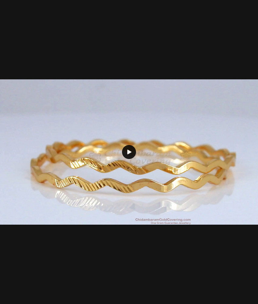 BR1733-2.6 Cross Zig Zag Design Impon Gold Bangle Collections