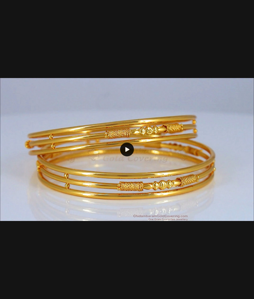 BR1748-2.10 Three Line Gold Bangle Designs Daily Wear