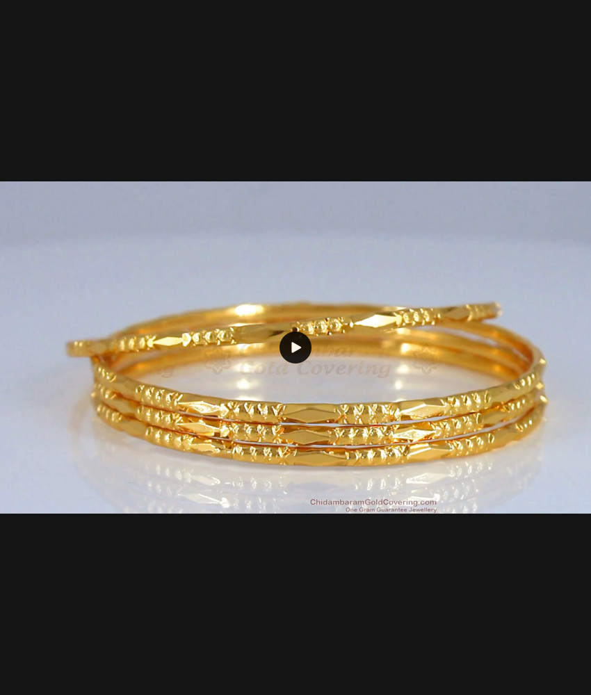 BR1766-2.4 Thin Gold Bangle Set Of Four Designs Daily Wear