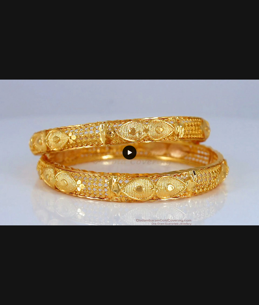 BR1772-2.6 Latest Leaf Design Kerala Gold Bangle Shop Online