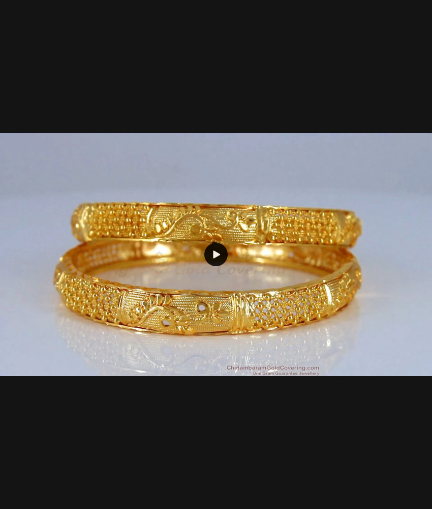 BR1773-2.10 Flower Design One Gram Gold Bangle Latest Collections