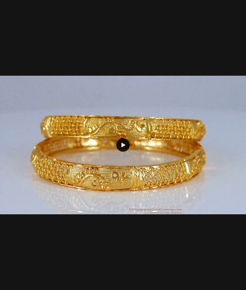 BR1773-2.6 Flower Design One Gram Gold Bangle Latest Collections