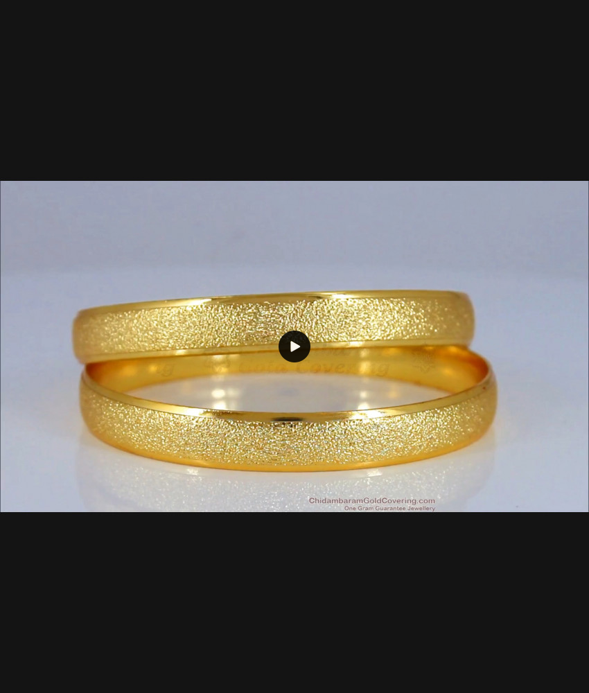 BR1774-2.4 Thick Matt Surface Plain Gold Bangle Designs Daily Wear 