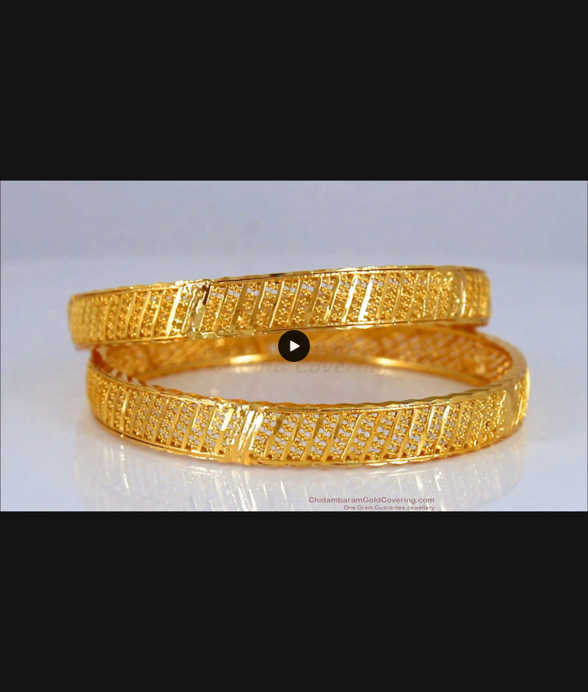 BR1776-2.10 One Gram Gold Bangle Collections Classy Net Design 