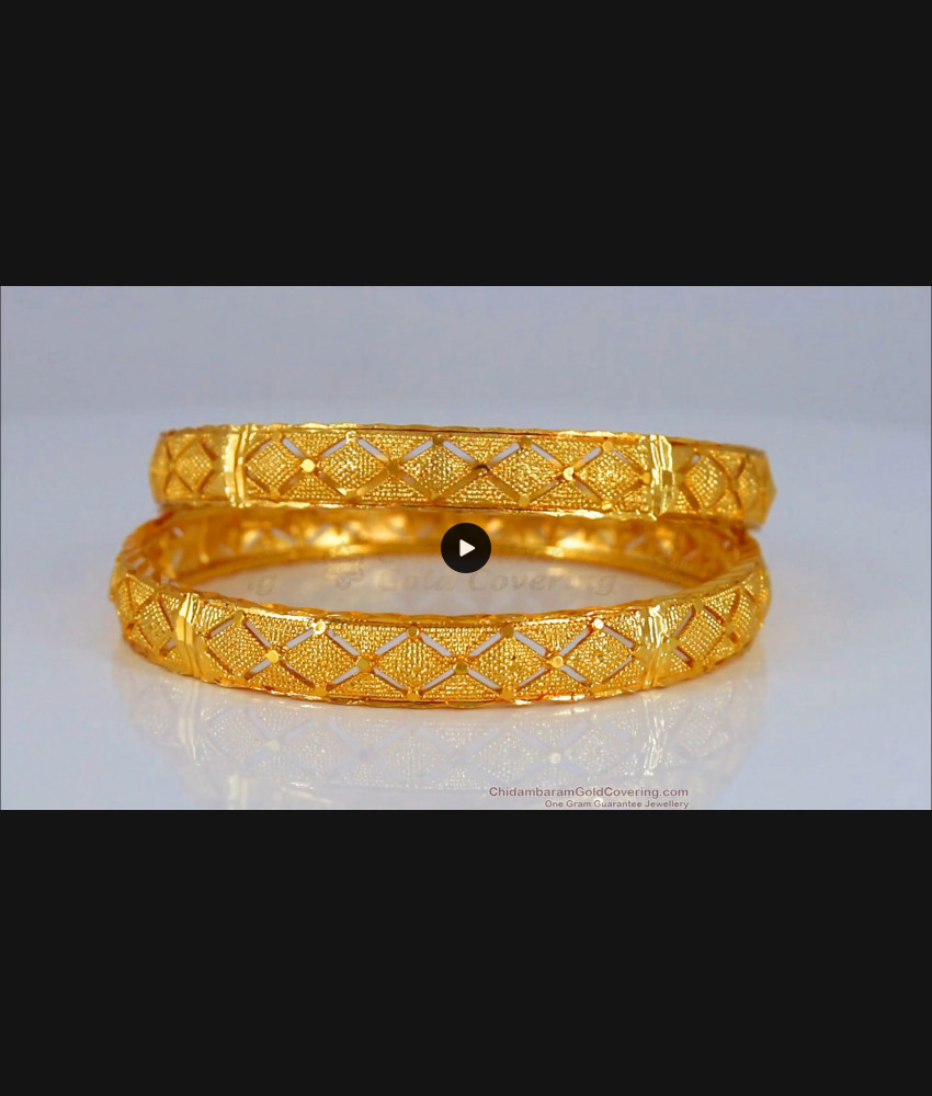 BR1777-2.8 X Pattern Guarantee Gold Bangle Collections Kerala Design