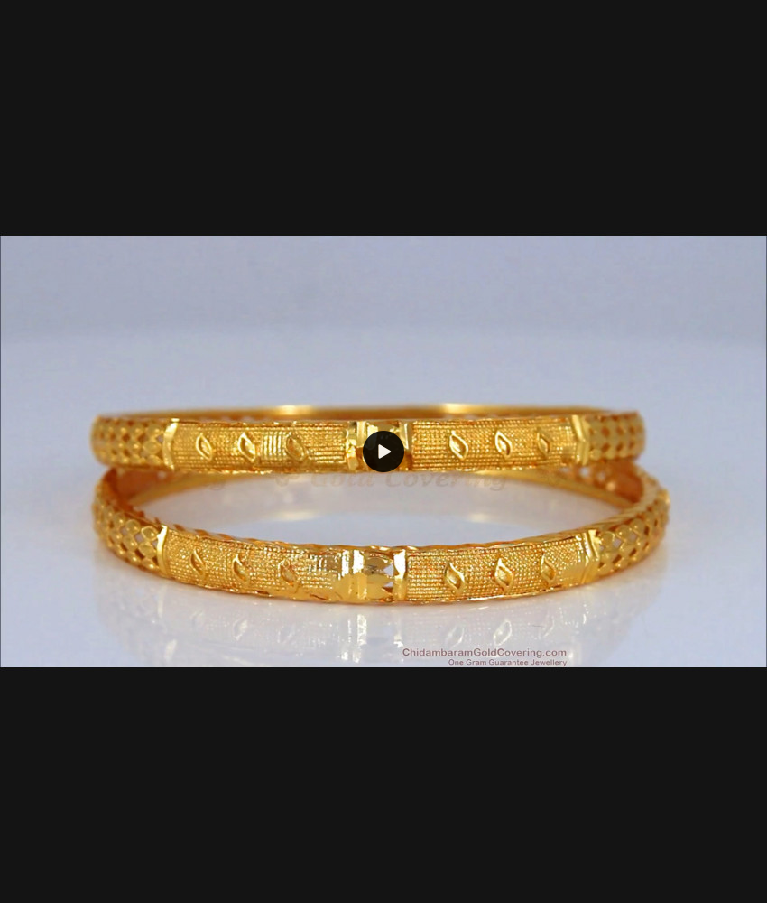 BR1782-2.10 Kerala Designs Real Gold Bangle Daily Wear Collections
