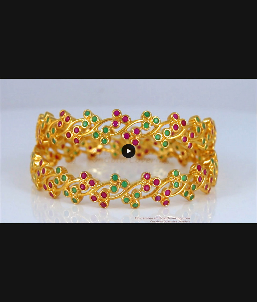 BR1802-2.6 Unique Floral Design Stone Bangle Collections Shop Online