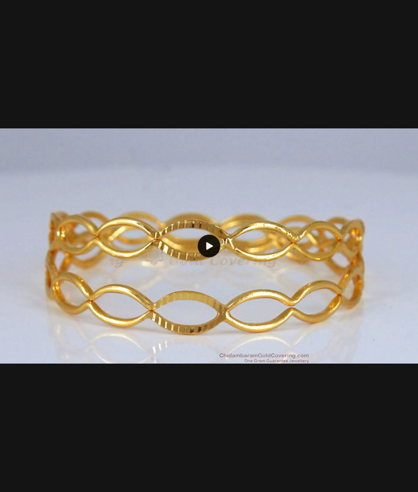 BR1810-2.8 Stylish One Gram Gold Oval Design Bangles Daily Wear