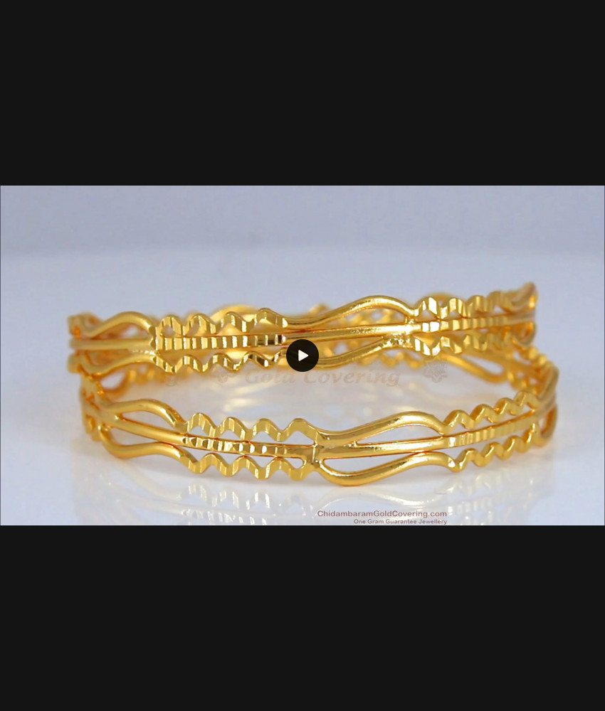 BR1812-2.10 Latest Triple Layer Gold Neli Bangle Collections Daily Wear