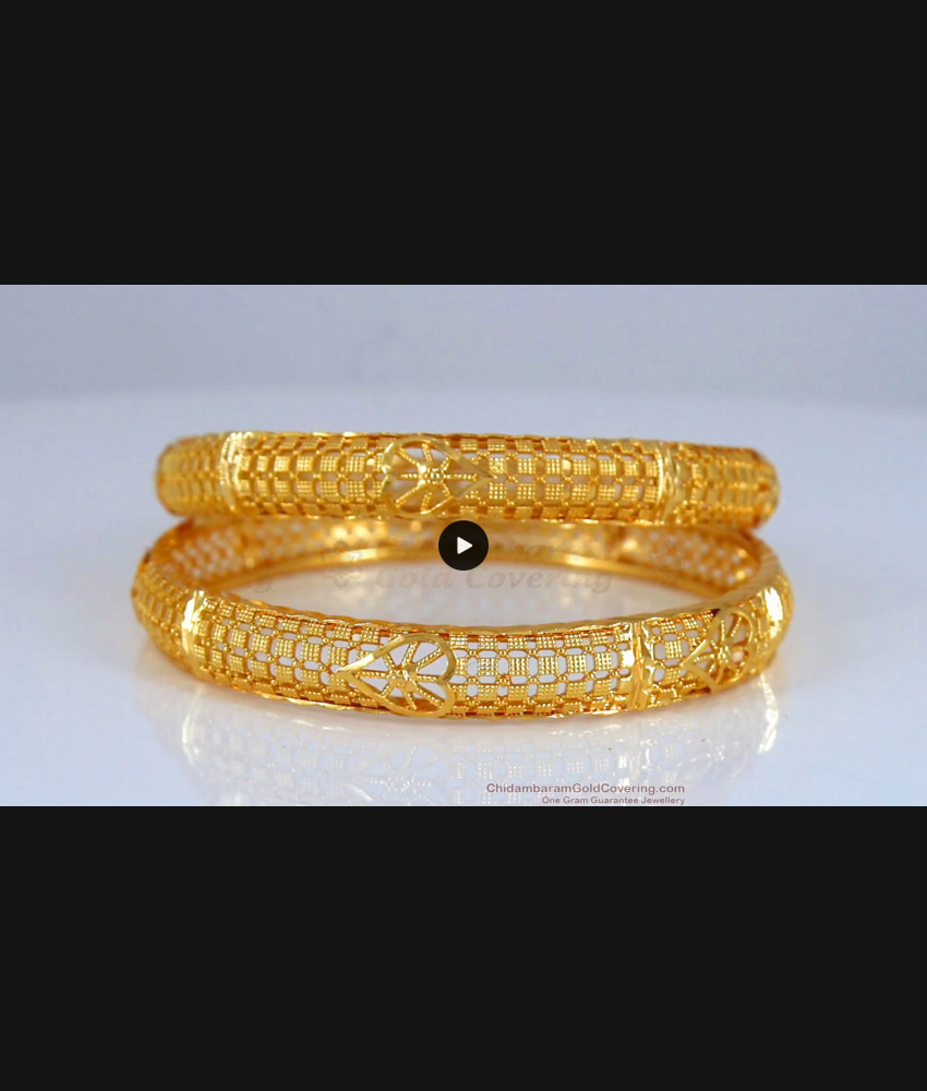 BR1831-2.6 One Gram Gold Heart Design Bangle Collections Daily Use