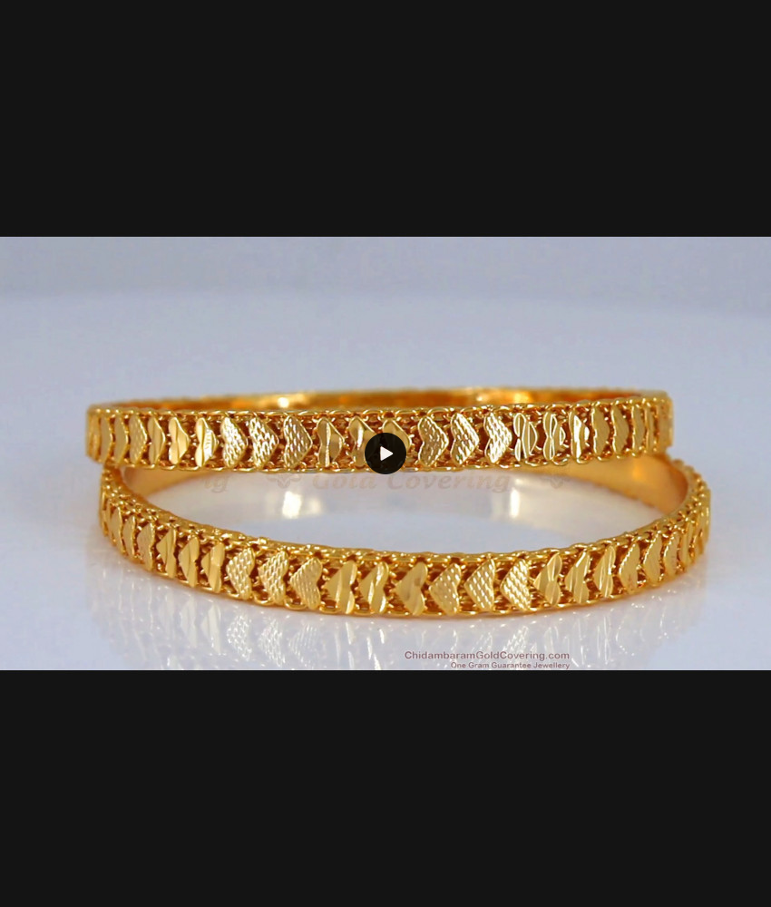 BR1835-2.4 New One Gram Gold Full Heart Bangle Shop Online