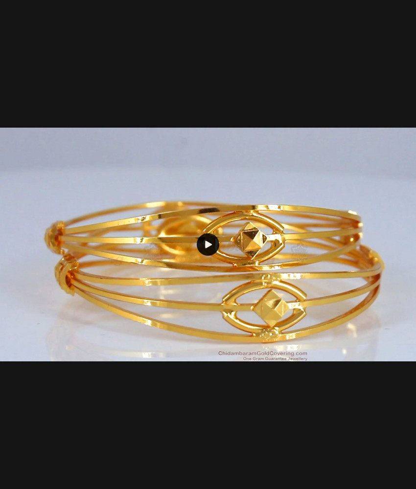 BR1837-2.8 Stylish Curved Oval Shaped Gold Bangle Office Wear