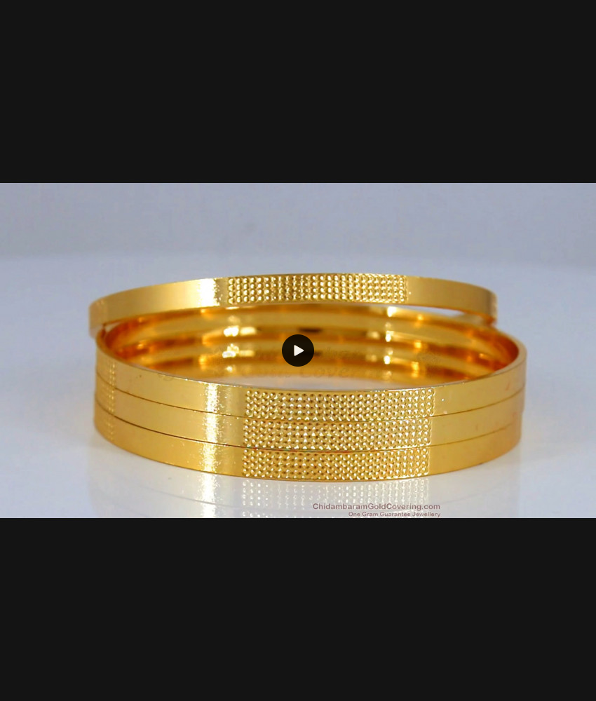 BR1839-2.6 Set Of Four Dotted Plain Gold Bangles Daily Wear