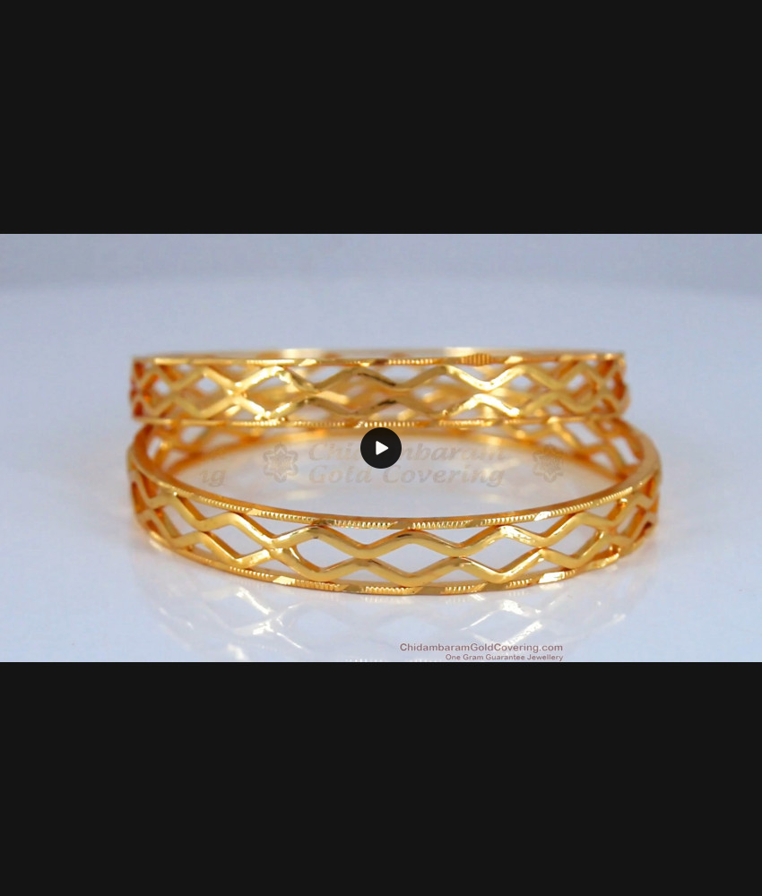 BR1841-2.6 Latest One Gram Gold Zig Zag Bulged Bangle