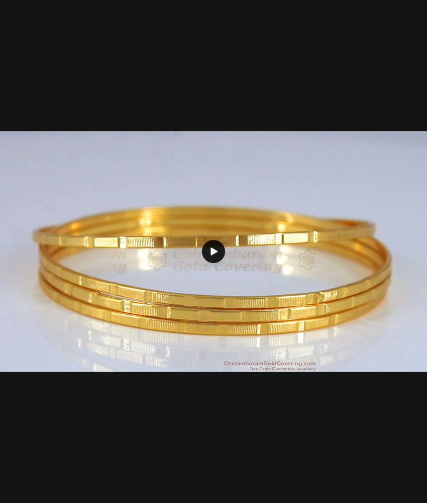 BR1846-2.4 Size One Gram Gold Daily Use Plain Bangles Design Set Of Four