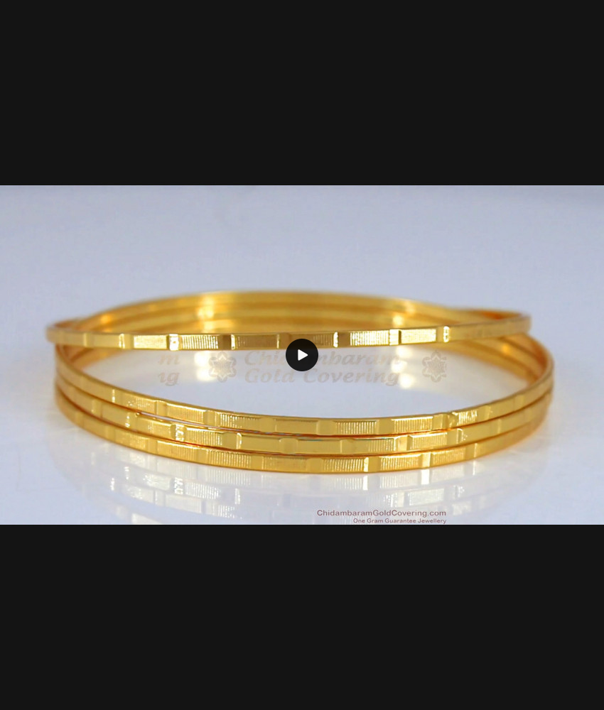 BR1846-2.10 Size One Gram Gold Daily Use Plain Bangles Design Set Of Four