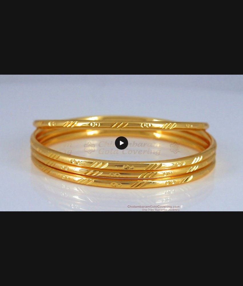 BR1848-2.10 Size Unique Pattern One Gram Gold Daily Use Plain Bangles