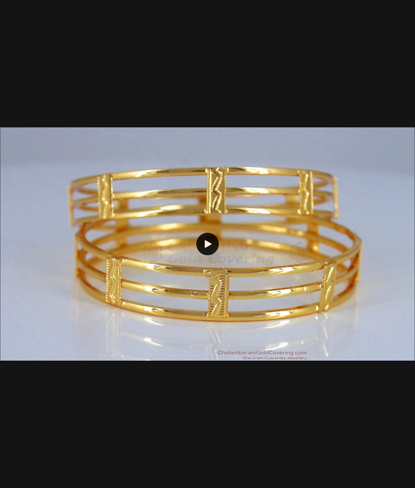 BR1850-2.4 Size Latest Three Layer Gold Bangle Smooth Finish