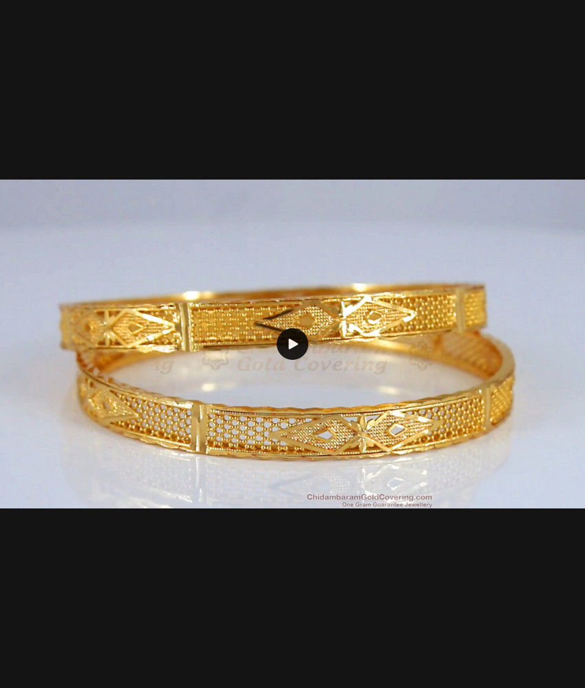 BR1855-2.8 Size One Gram Gold Kerala Bangles Latest Collections