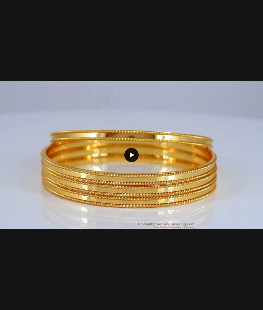 BR1870-2.10 Size Traditional Set Of Four Plain Gold Bangles Shop Online