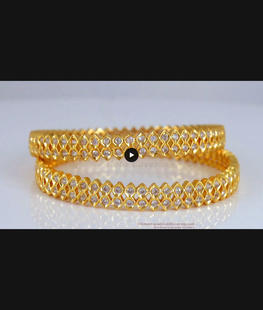 BR1874-2.6 Size Glittering Double Layer Diamond Stone Gold Bangle 