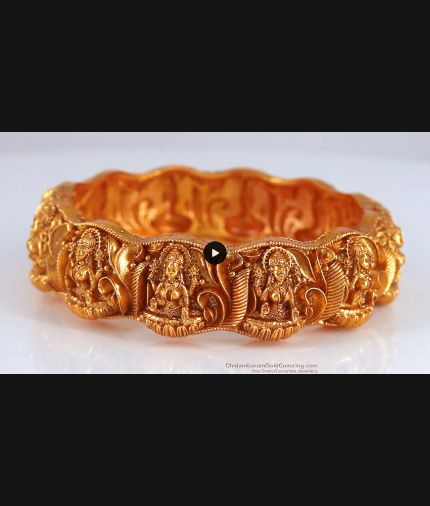 BR1879-2.6 Size Premium Temple Jewellery Screw Kada Bangles Goddess Lakshmi Design