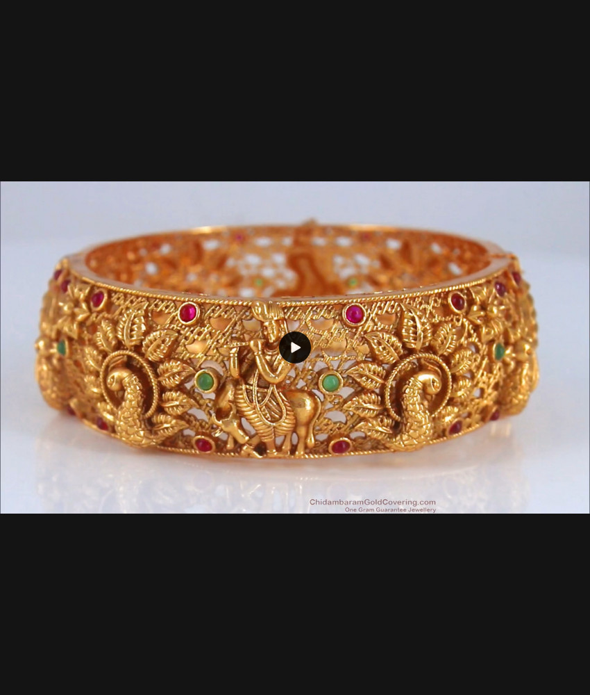 BR1882-2.8 Size Premium Antique Radhe Krishna Bangle Screw Type Nagas Jewelry Collections