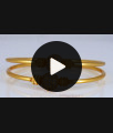 BR1883-2.4 Size White Stone Half Ball Gold Plated Bangle Party Wear