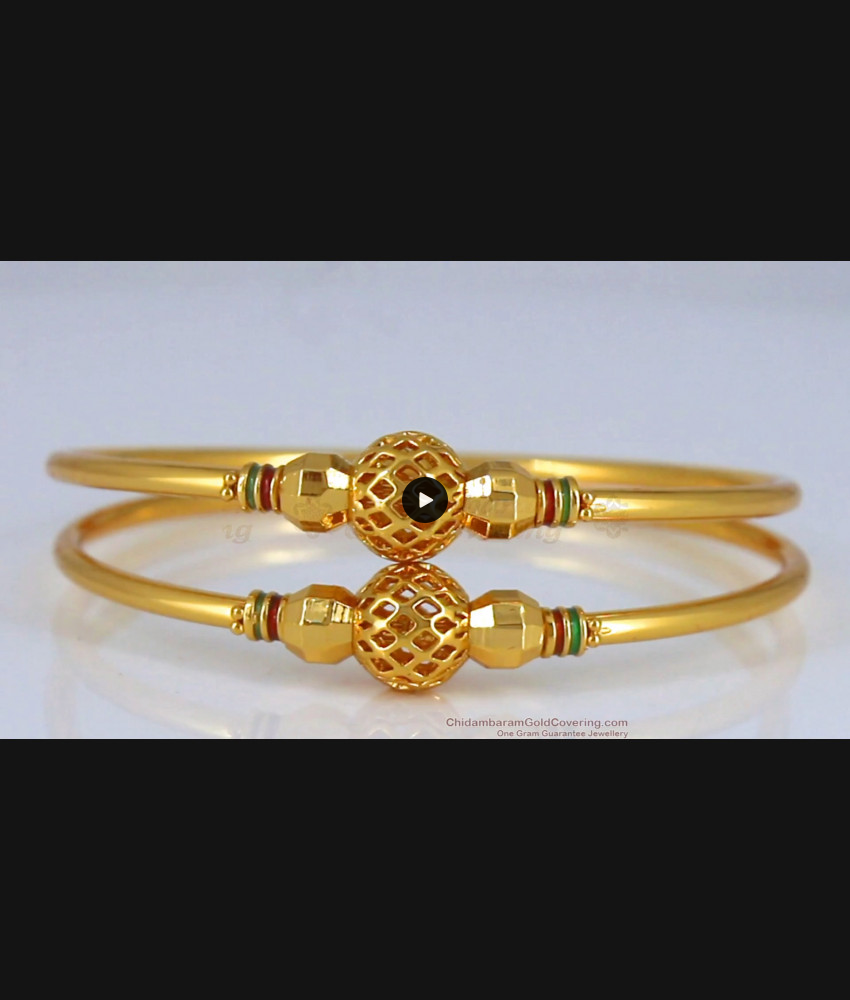 BR1885-2.6 Size Stylish Plain Gold Balls Imitation Bangles Enamel Design Shop Online