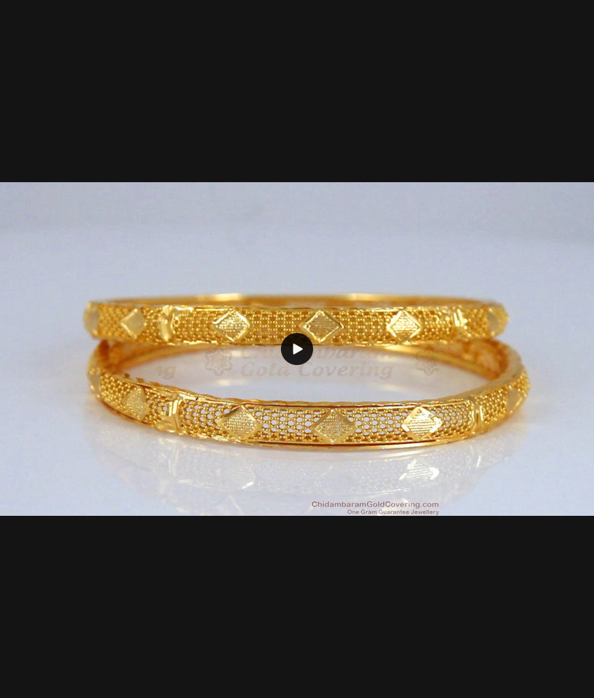 BR1894-2.8 Size Light Weight Gold Imitation Bangle Net Pattern Daily Wear