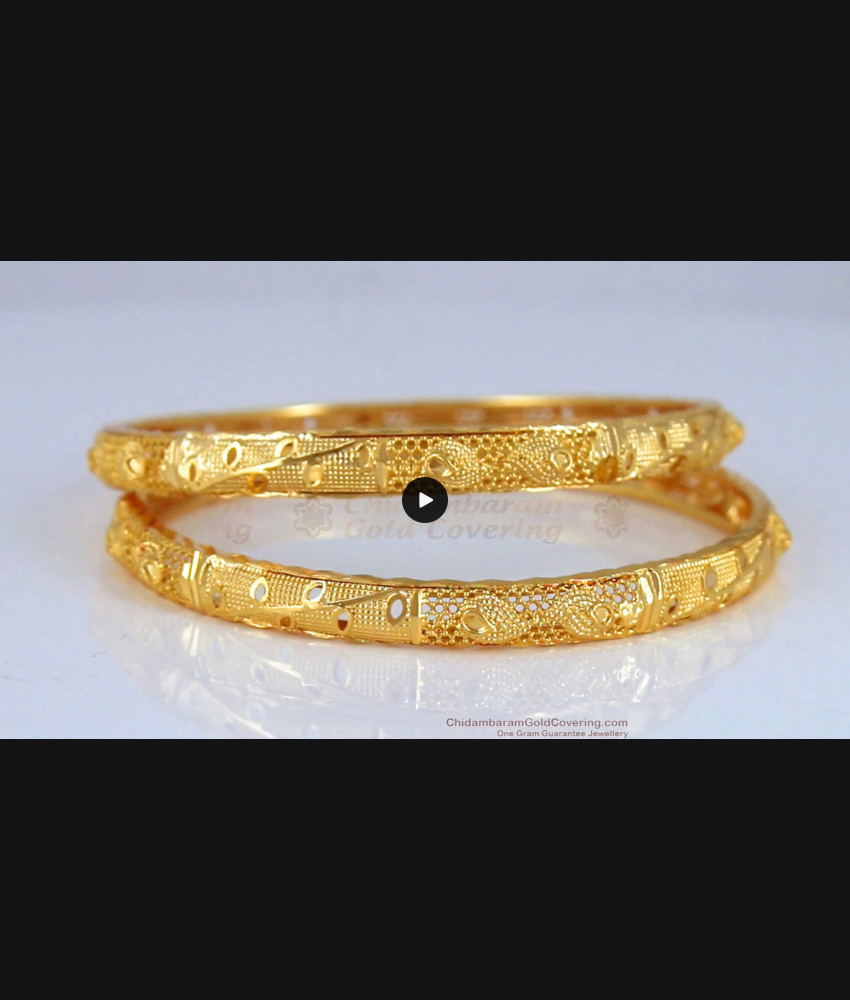 BR1896-2.10 Size Latest Sleek Gold Plated Bangle Collections Online Fashion Jewelry
