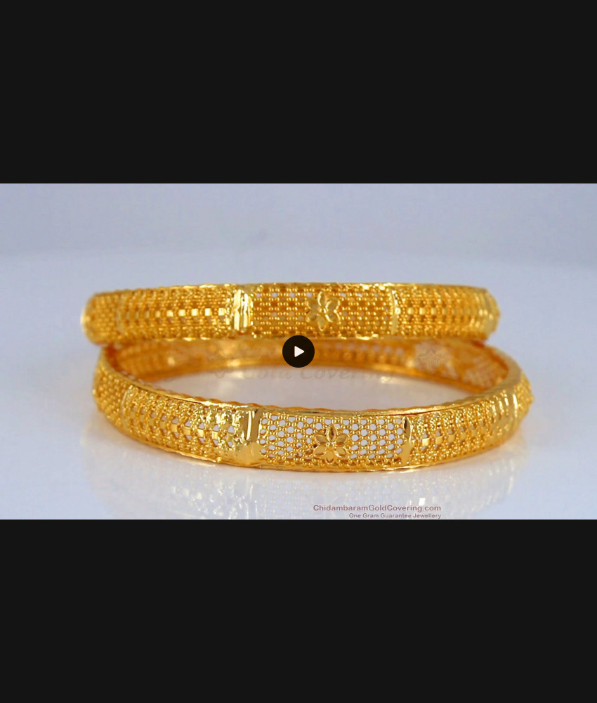 BR1897-2.8 Size Net Pattern South Indian Gold Bangles Flower Design Online Jewelry