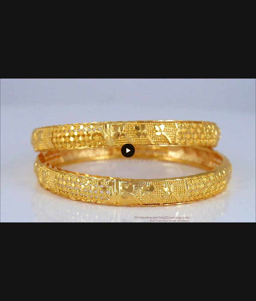 BR1901-2.8 Size One Gram Gold Kerala Bangle Bridal Wear Net Pattern