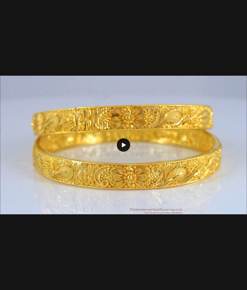 BR1908-2.8 Size Flower Design Forming Bangle Real Gold Tone Jewelry