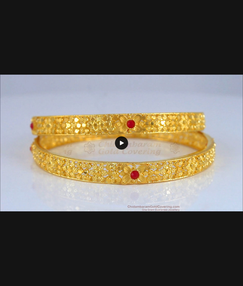 BR1910-2.8 Size First Quality Two Gram Gold Forming Bangles Ruby Stone