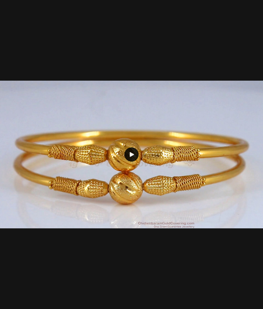 BR1917-2.8 Size Trendy One Gram Bangles Gold Polished Ball Design