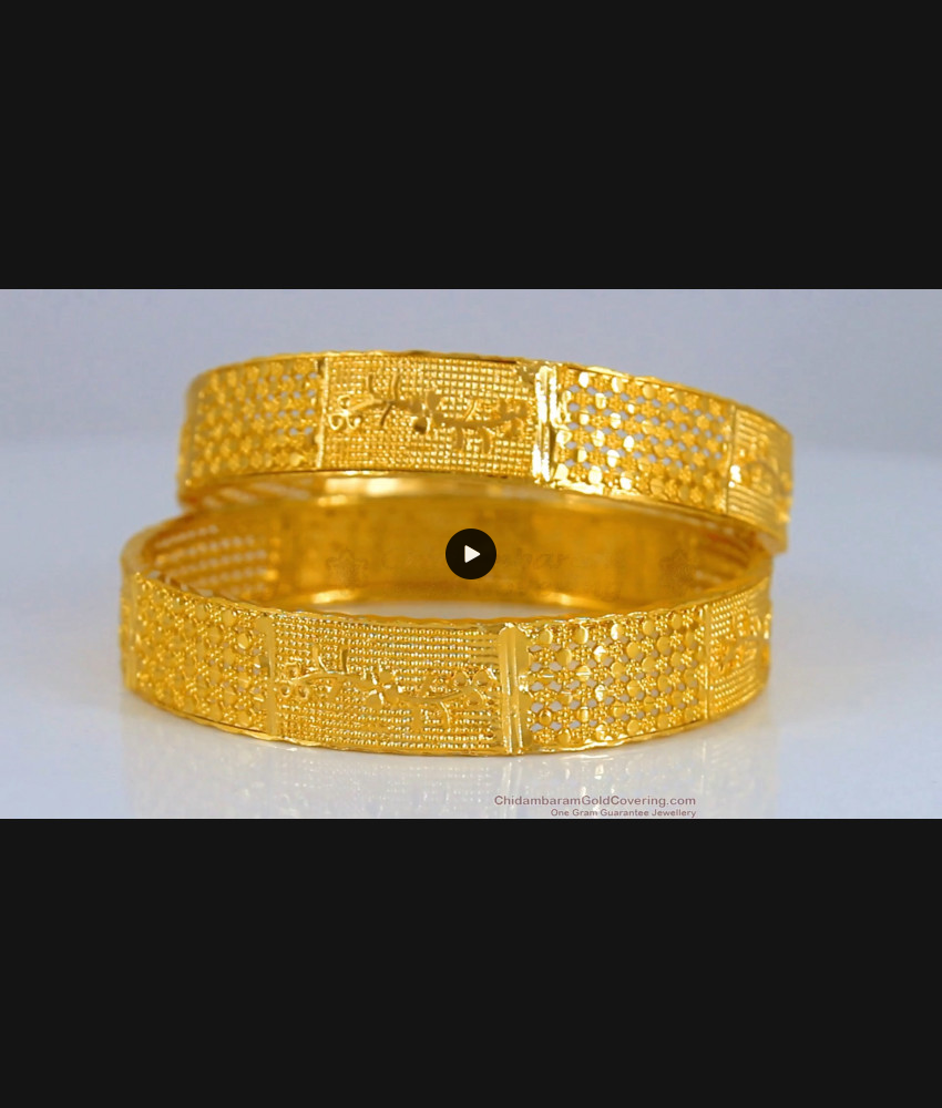 BR1928-2.6 Size Broad One Gram Gold Bangles Designer Collections