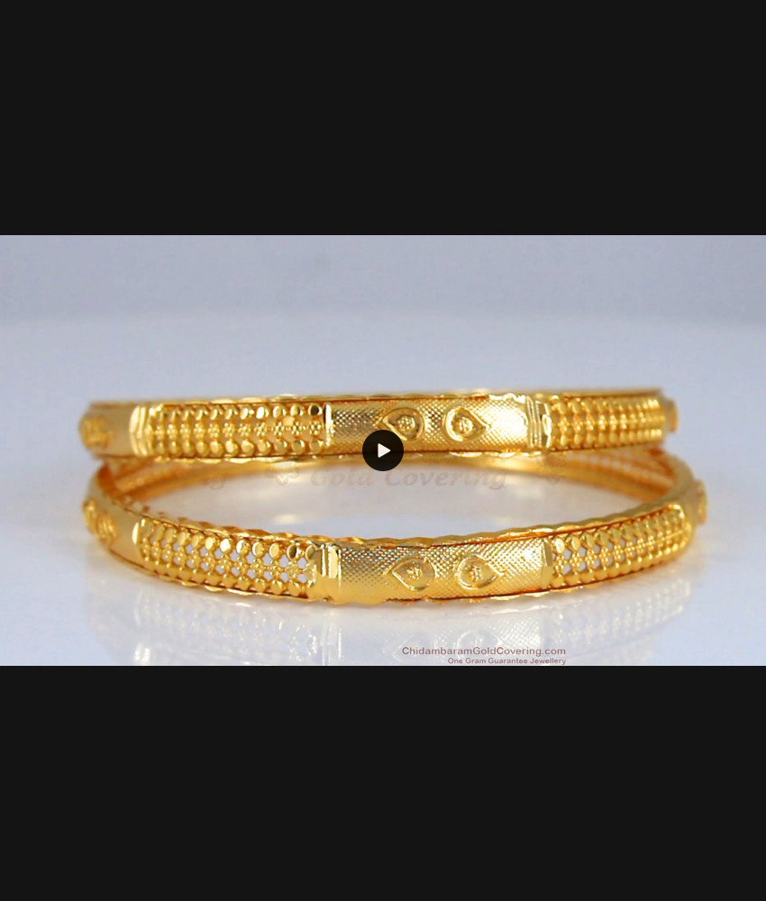 BR1935-2.10 Size Pure Gold Tone Bangles Slim Designer Collection