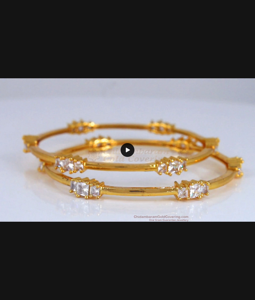 BR1941-2.8 New Arrival Gold Covering Bangles With White Stone