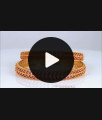BR1947-2.6 Size Leaf Design One Gram Gold Bangle With Ruby Stone 