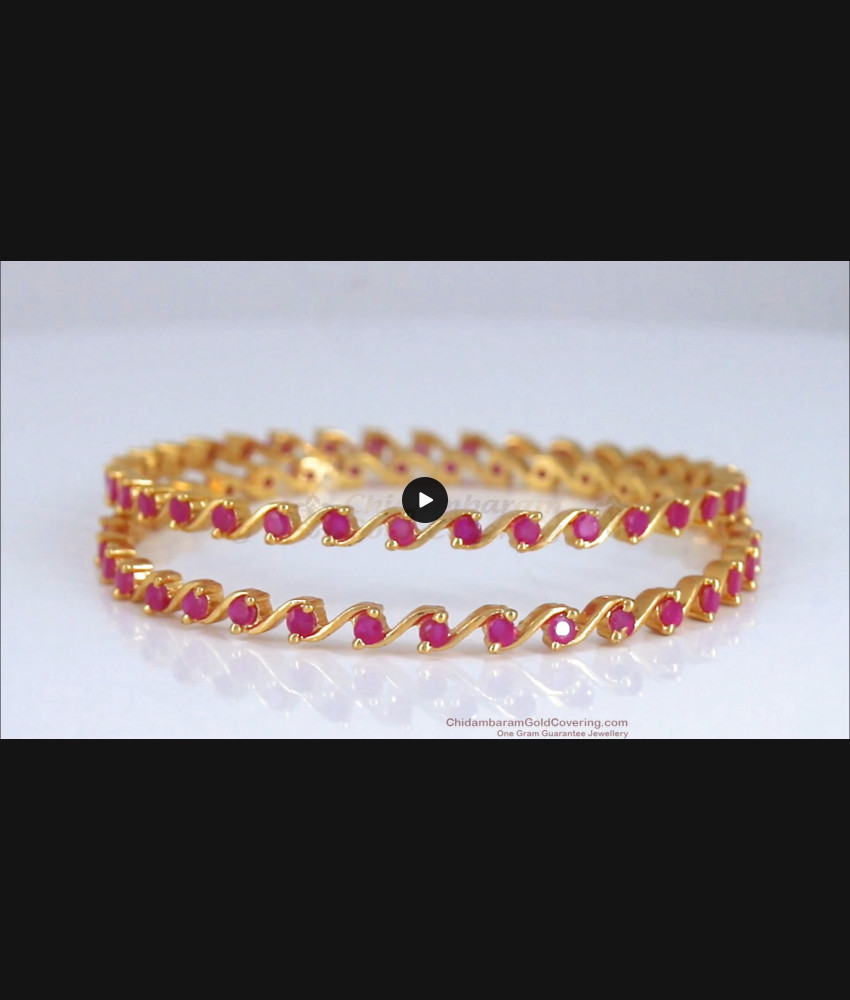 BR1949-2.6 Size Ruby Collections Gold Bangles Shop Online