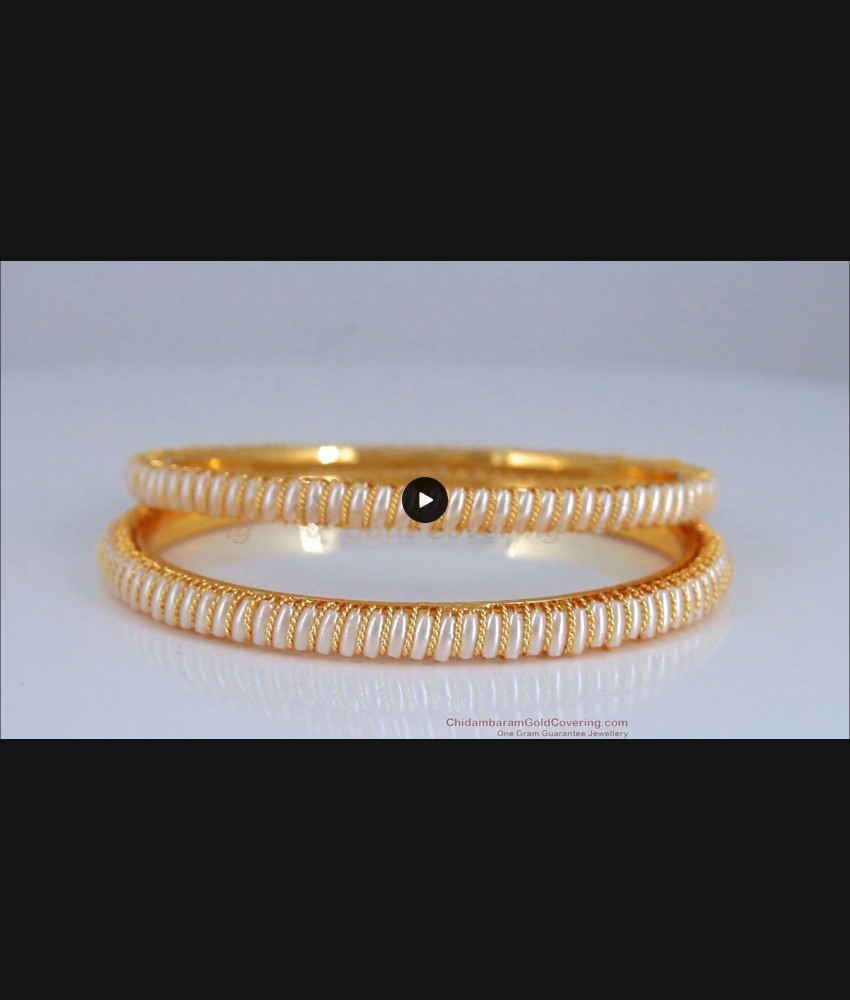 BR1955-2.6 Size Set of Two Pearl Design Gold Bangles Shop Online