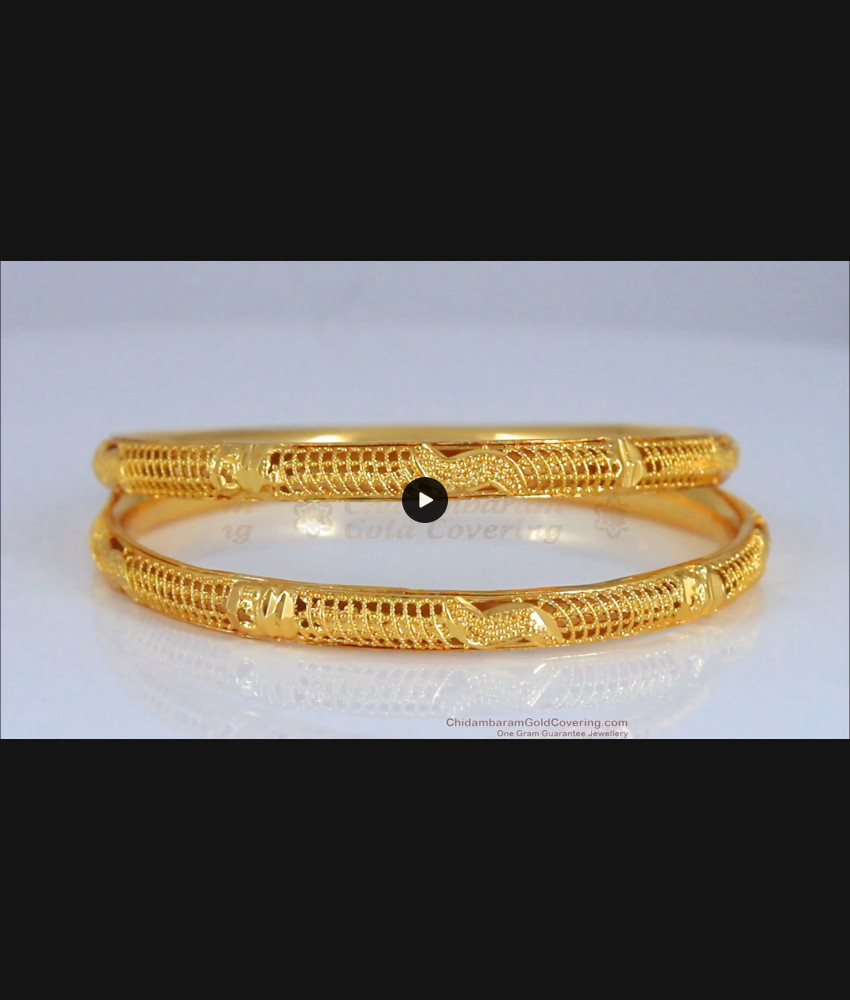 BR1959-2.6 Size Slim Slim Net Pattern Gold Imitation Bangles Online