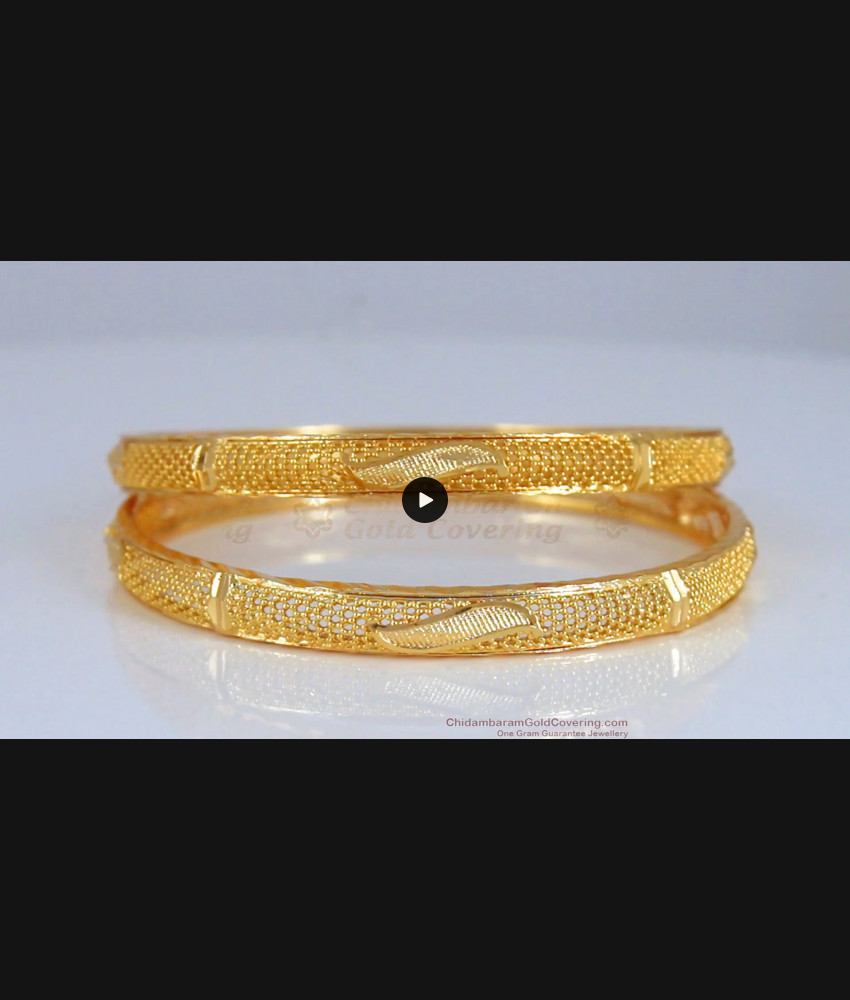 BR1961-2.8 Size Kerala Design One Gram Gold Bangles Collection Set Of Two